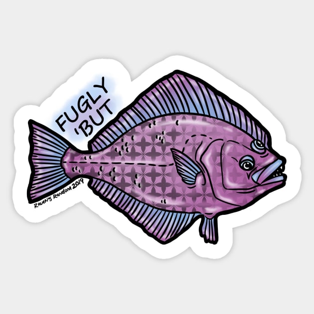 Fugly Halibut Sticker by Raven's Random